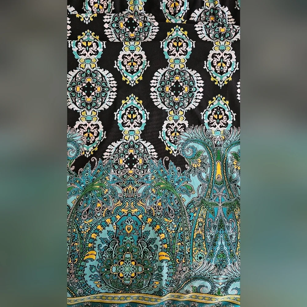 Cato Maxi Skirt Black Turquoise Medallion Paisley Print - Picture 4 of 4